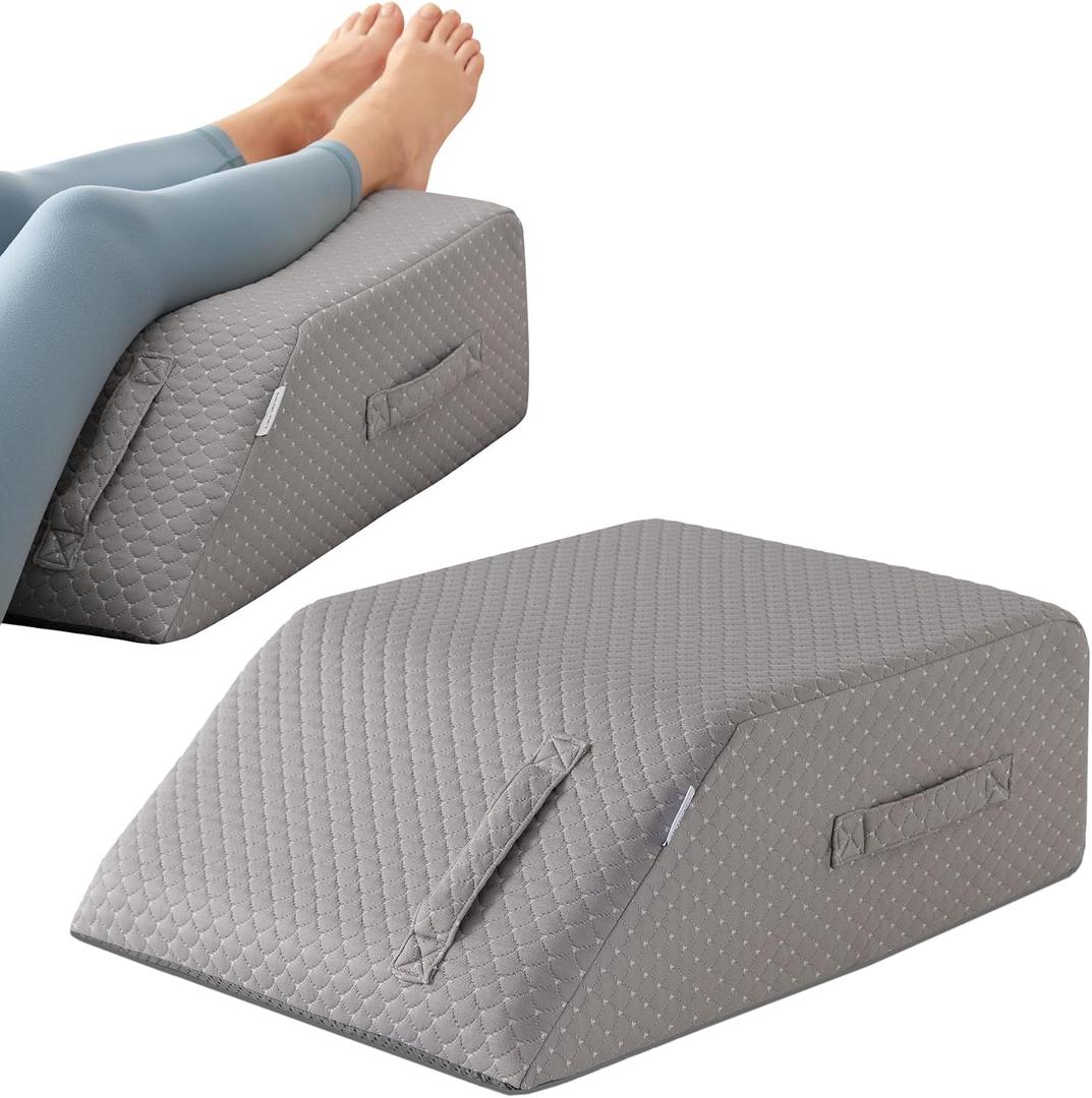 MEGCXIT Leg Pillow Elevation Blood Circulation, Leg Wedge for Elevation for Swelling, Leg Elevating Pillow for After Surgery, Memory Foam Foot Knee Pillow for Back Sleeping 24×19×8 Inch Grey