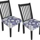 Stretch Dining Chair Seat Covers Set of 2,Dining Chair Slipcovers, Floral Printed Chair Covers,Soft Fabric Washable Upholstered Chair Seat Protector, No Rear Covers for Home Kitchen Dining Room (Light Purple Flowers + Butterflies)