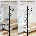Mid Century Modern Floor Lamp, 5-Light Glass Globe Tall Standing Tree Lamp, Smoked Double-Glass Shades, 3 Color Temp G9 Bulbs Included, 1800LM Bright Corner Light for Living Room, Bedroom
