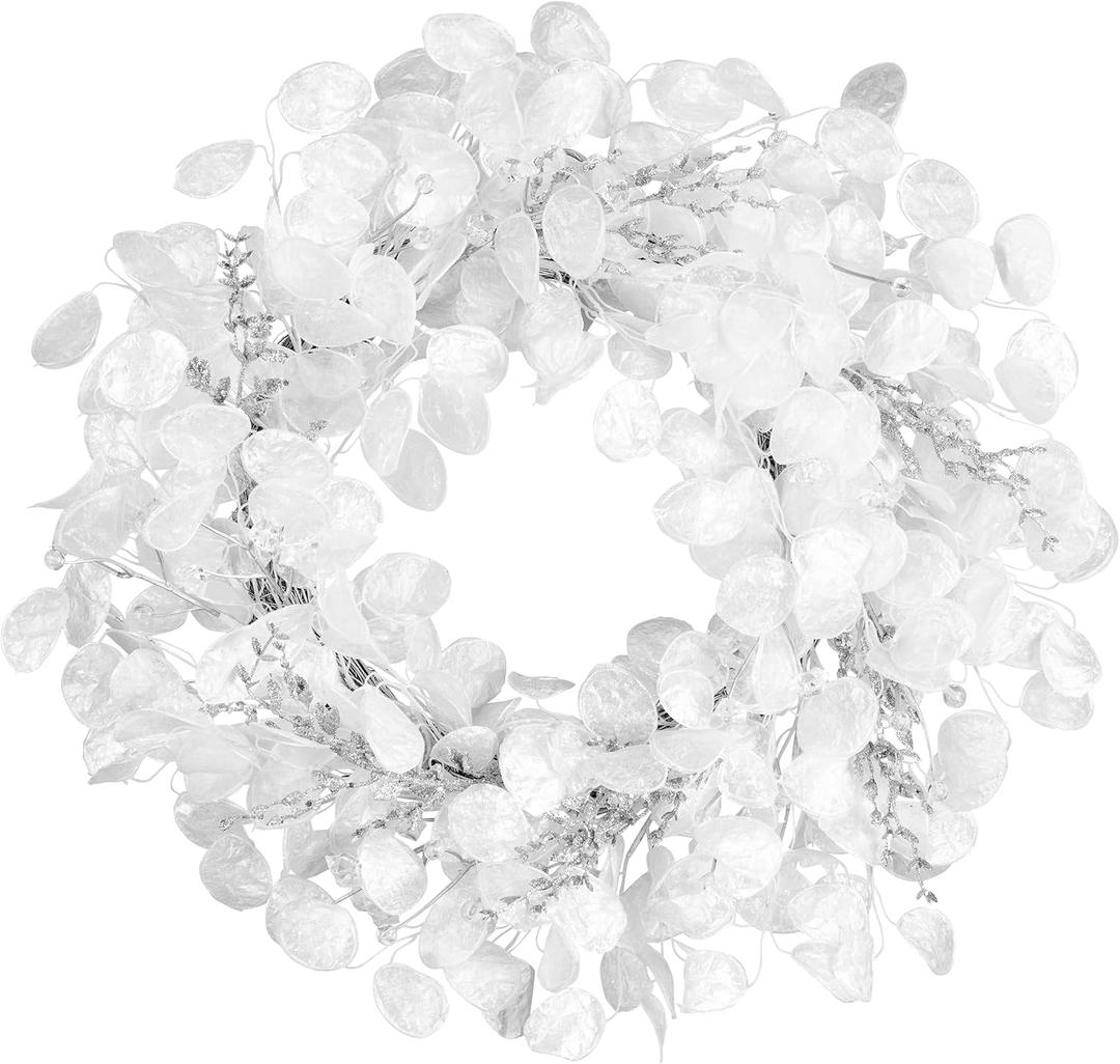 National Tree Company Artificial Christmas Wreath, White, Winter Frost, 24 inch