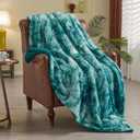 NEWCOSPLAY Super Soft Faux Fur Throw Blanket for Couch Tie-dye Light Teal Sherpa Fuzzy Plush Warm Blanket for Sofa Bed (Tie-dye Light Teal, Throw(40"x50")) (Throw(40"x50"), Tie-dye Light Teal)