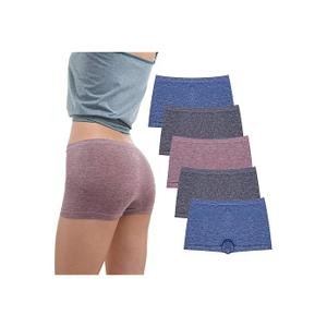 R RUXIA Women's Boyshort Panties Seamless Nylon Underwear Stretch Boxer Briefs 5 Pack 2XL