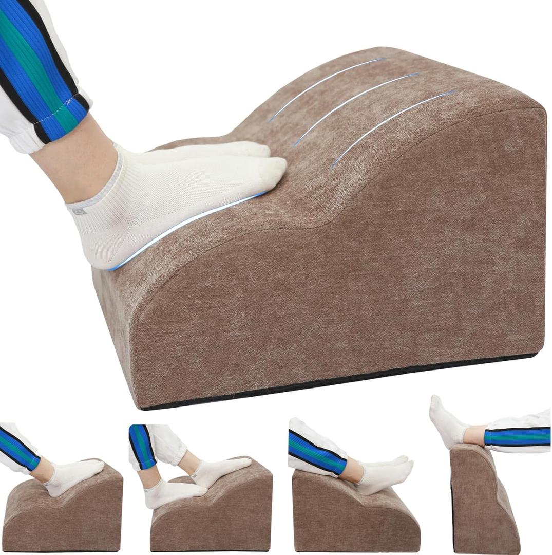 Foot Rest for Under Desk at Work Multifunctional 3-Tier Foot Stool, with Washable Footrest for Under Desk, Office Chair Gaming Chair & Sofa, Leg Elevation Pillow, Supports Posture-Brown