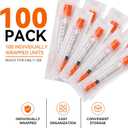1ml/cc Syringes, 100 Pack U-100 31G 5/16" (8mm) Disposable Syringe