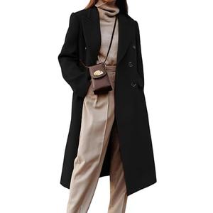 IDEALSANXUN Womens Long Wool Coats Fall Winter Double Breasted Trench Coat Peacoat size S