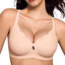 Wireless Bras for Women Wave Push Up No Underwire Bralettes Seamless Full Coverage Support Lift Everyday Bra (Large, Skin)