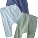 Baby Harlowe 3-Pack Pants​ 100% Organic Cotton for Baby Boys & Girls 0-3m