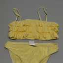 LIZENS Girls Two Piece Striped Bikini Set Swimwear Flounce Ruffle Trim 2-12Years Beach Bathing Swimsuit (6-7 Years, Yellow)