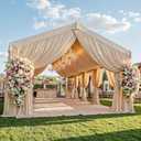50ftx40ft Champagne Ceiling Curtain for Wedding Parties 10 Panels Wrinkle-Free 40 FT Long Tent Draping Curtains for Wedding, Birthday & Theme Parties, 40ft Height with Rod Pocket