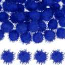 M METERXITY 60-Pack Glitter Pom Pom Balls, 1 in/2.5 cm Mini Tinsel Sparkle Balls for Arts/DIY Crafts/Party Decoration/Christmas/Cat, Soft Assorted Puff Ball [Sapphire Blue]