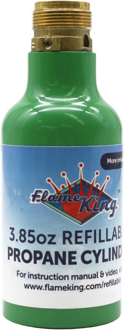Flame King 1/4-lb Empty Refillable Propane Cylinder Tank - Reusable & Transportable - Safe and Legal Refill Option - UL1769 Listed Valve