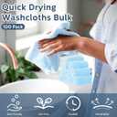 Newwiee 100 Count Washcloths Quick Drying Bathroom Wash Clothes 12 x 12 Inch Face Towels Microfiber Soft Wash Rags Bulk for Your Face and Body Facial Towels for Spa Fingertip Towel (Light Blue)