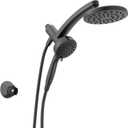 Delta 6-Setting PivotPro 3-in-1 Combination Shower Head with ProClean Spray, Matte Black Round Shower Head Rainfall with Handheld Spray, 1.75 GPM, Matte Black 75649BL