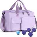 FIORETTO Women's Gym Duffle Bag with Shoes Compartment, 30L Capacity, Ideal for Travel, Gym, Sports, Duffel, Weekender (Lavender)
