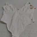 Popilush Medium (4/6) White Bodysuit Tummy Control Shapewear Body Shaper Deep V, Size 3XL