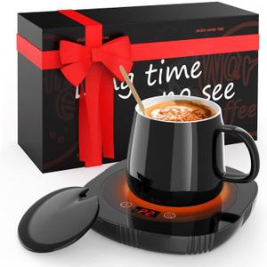 Coffee Mug Warmer, Cup Warmer for Desk with Auto Shut Off, 2 Temp Settings & 1-12H Timer, Coffee Heater Smart Electric Beverage Coffee Cup Warmer, Warmer for Tea, Water, Milk and Coco - Black