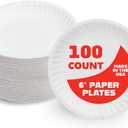 Hygloss Products Paper Plates - Uncoated White Plate - Use for Foodware, Events, Activities, Crafts Projects and More - Environmentally Friendly - Recyclable and Disposable - 6-Inches - 100 Pack