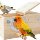 kathson Cockatiel Nesting Box,Wood Parakeet Nest House,Parrots Breeding Mating Boxes,Bird Nesting Box for Budgie,Conure,Lovebirds,Canary,Finch,Small and Medium-Sized Birds (L) (L-11.4 x 5.9 x 5.9in)