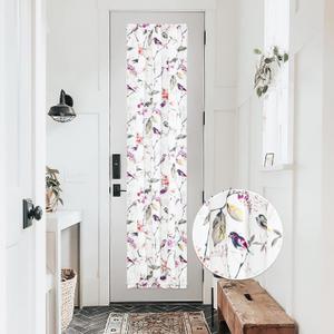 VOGOL Classroom Door Curtains, Bird Patterns Rod Pocket French Door Curtain, Light Filtering Window Panel for Sliding Glass Closet Doorway, 25 x 72, 1 Piece (Purple)