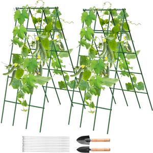 No Assembly Required Cucumber Trellis,2 Pack Trellis for Cucumbers,Outdoor Raised Bed Climbing Plant Support,A-Frame Garden Frame,Used for Vegetables,peas,Tomatoes,Squash,Melon and Fruit Frame