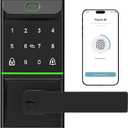 Keyless Smart Door Lock with Biometric Fingerprint, Passcode, IC Card & Key Unlock | Bluetooth & Wi-Fi (Gateway/Hub Required) Remote Access via Tuya App | Weatherproof, Easy DIY Installation
