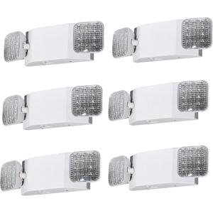 CM MZY Emergency Lights with Battery Backup, Commercial Emergency Lighting Fixtures, Two Adjustable LED Light Heads, 120-277V AC, UL Certified, 6PCS (White)