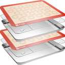 MCIRCO 6 Piece Stainless Steel Baking Sheet with Rack with Silicone Baking Mat Set (2 Pans + 2 Racks + 2 Mats), 17.3 x 13 x 1 Inch Cookie Sheet with Cooling Rack, Easy Clean