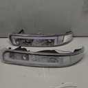 LED DRL Headlights Assembly for 1999-2002 Chevy Silverado 1500 2500 1500HD 2500HD 3500HD 2000-2006 Suburban Tahoe Headlamp Clear Reflector Chrome Housing