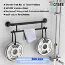 Matte Black Grab Bar 24 Inch w/Towel Holder, iHansee Stainless Steel Towel Rack Shower Support Balanced Support Handle, Wall Mount Safety Handrail Grab Rail for Elderly Senior Handicap Disabled