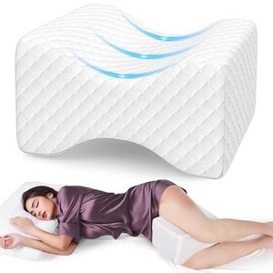 TranquilRelax Knee Pillow for Side Sleepers, Leg Pillow for Side Sleeping, Smooth Pillow for Spine Aligning, Comfortable Memory Foam Pillow for Hip, Back, Sciatica, Knee, Joints Pain (White)