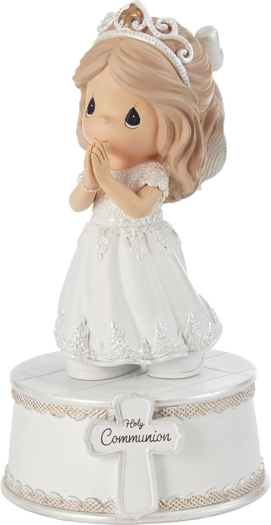 Precious Moments Holy Communion Girl Musical Figurine  Plays The Lords Prayer  First Communion Gift for Girls, Religious Keepsake for Catholic and Christian Faith (Multicolor)