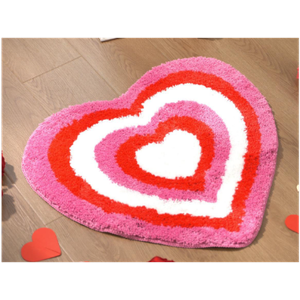 Valentines Day Bath Rug Heart Shaped Non Slip Mat Indoor Entryway Floor Rug for Entrance Outside Home Kitchen Living Room Bathroom Decor 23.6x23.6 (Style1)