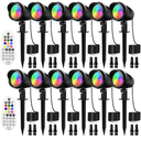 MEIKEE 7W RGB Low Voltage Landscape Lights LED Color Changing Landscape Lighting IP66 Waterproof Outdoor Spotlights RGB Christmas Halloween Lights for Garden Path Yard with Remote 12 Packs
