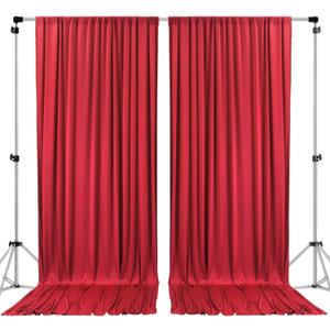 10 feet x 10 feet Polyester Backdrop Drapes Curtains Panels with Rod Pockets - Wedding Ceremony Party Home Window Decorations - RED (DRAPE-5x10-RED) (60"W x 120"L (Pack of 2))