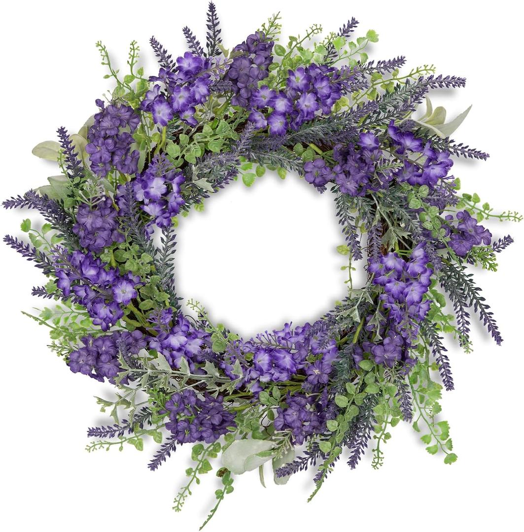 Lavender Wreath for Front Door Spring Summer Wreaths for Front Door, 20 Inch Doors Wreaths for Front Doors Outside All Season, Summer Wreath for Home Wall Window Party Wedding Decor Indoor Outdoor