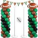 2 Sets Football Party Balloon Column Stand Kit with 2 Football Foil Balloons 90 Latex Balloons and Banner, Adjustable Balloon Stands for Sports Game Birthday Party Themed Decoration
