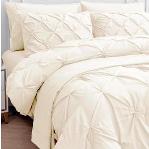 LANE LINEN Cal King Size Comforter Set - 7 Pieces Cal King Size Bed in A Bag, Cal King Bedding Sets with Comforters, Sheets, Pillowcases & Shams, Bedding Set - Ivory