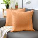 Encasa XO Luxury Embossed Velvet Throw Pillow Covers - Plush Cushion Covers for Elegant Living Rooms & Bedrooms, Machine Washable, 16"x16" Peach | Set of 2 | Covers Only No Insert