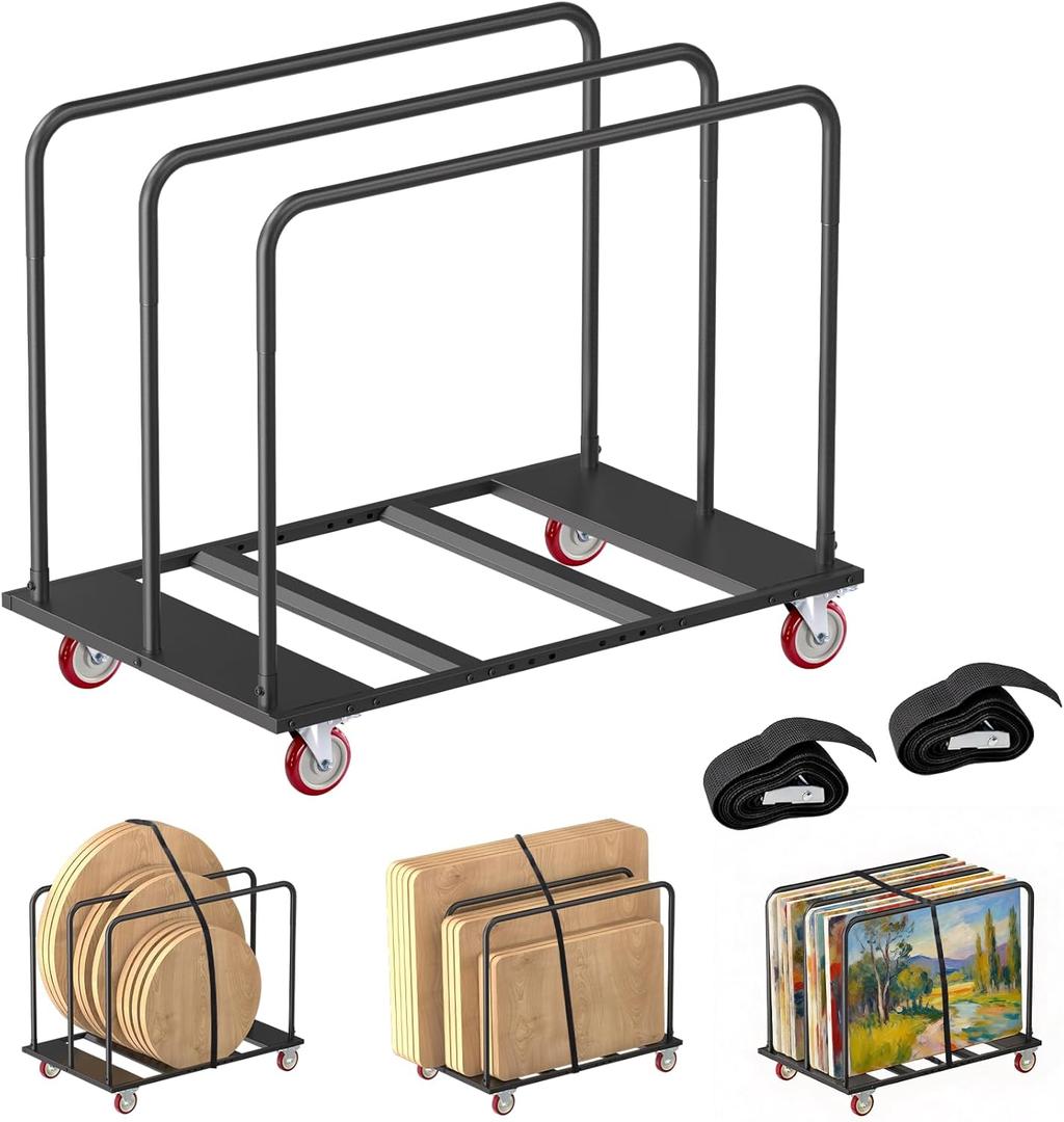 Folding Table Cart with 5" Heavy-Duty Swivel Wheels, Heavy Duty Table Dolly, 1800 LBS Drywall Dolly Cart for Party Events, Factory, Hotel, Warehouse, 10 Table Capacity