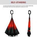 SIEPASA 49 Inch Inverted Reverse Upside Down Umbrella, Extra Large Double Canopy Vented Windproof Waterproof Stick Golf Umbrellas with C-shape Handle.