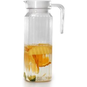 Acrylic Pitcher 37 oz, OEH Unbreakable Clear Plastic Pitcher with Lid, BPA-Free, Heat-Resistant Small Plastic Water Pitcher for Tea, Sangria, Lemonade, Juice, Milk, Stripe Acrylic Pitcher 37 oz, OEH Unbreakable Clear Plastic Pitcher with Lid, BPA-Free, Heat-Resistant Small Plastic Water Pitcher for Tea, Sangria, Lemonade, Juice, Milk, Stripe