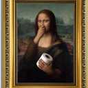 YD&YZY Gold Framed Bathroom Wall Art Mona Lisa Humor Amusing Toilet Art Pinching Nose Wall Decor Funny Vintage Painting Picture Print Whimsical Bathroom Restroom 8x10 inch Small Framed