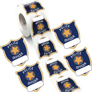 Zonon 600 Pieces Police Stickers for Kids Badge Stickers Name Tag Seals Cop Officer Party Favor for Kids Birthday Party Supplies(Blue Police Officer)