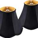 GOSO Small Black Lamp Shades, 486.4 IN Spider, Set of 2 MIni Scalloped Lampshades for Table Lamps & Wall Lampshade Replacement,Natural Faux Silk Boho Lamp Shade for Bedroom/Dining Room