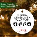 2 x Expecting Baby Ornaments Gifts for Expecting Parents, and Then There were 4 Ceramic Christmas Ornaments for Christmas Tree (Pitch Black)