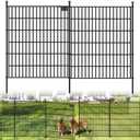 Toolterritary 10 Panels No Dig Garden Fence with Gate, 32 in(H) X24.2 ft(L) Metal Fence Panels, Thickened Rustproof Garden Fencing, Animal Barrier Fence for Dogs, Rabbits, and Patio