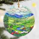 Christmas Ornaments, Dodosky 2.8in Ceramic Green Irish Hills Ornament, Xmas Decor, Christmas Tree Ornaments, Xmas Decorations for Tree, Holiday Ornament, Gifts for Women, Men, Nature Lovers