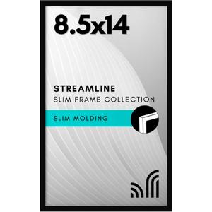Americanflat 8.5x14 Picture Frame with Shatter-Resistant Glass - Streamline Collection - Thin Border Picture Frame for Wall Display - Hanging Hardware Included - Black