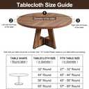 Round Vinyl Fitted Tablecloth, Waterproof Elastic Table Covers Wipeable Flannel Backed Tablecloths for Picnic Camping Indoor and Outdoor (Leaf,Turquoise, Fits 57" to 65" Diameter Tables)