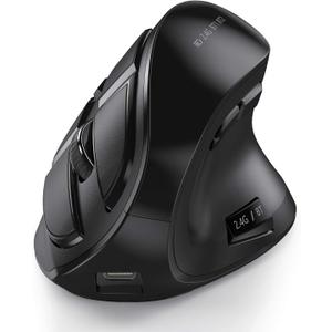 seenda Ergonomic Mouse, Wireless Vertical Mouse - Rechargeable Optical Mice for Multi-Purpose (Bluetooth 5.0 + Bluetooth 3.0 + USB Connection) Compatible Apple Mac and Windows Computers - Black